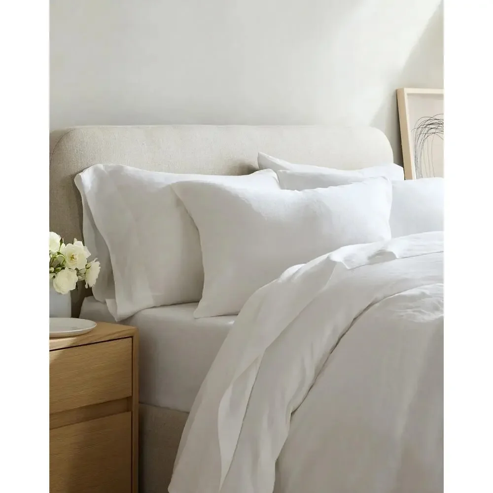 Quince European Linen Duvet Cover Set White Full/Queen NWOT